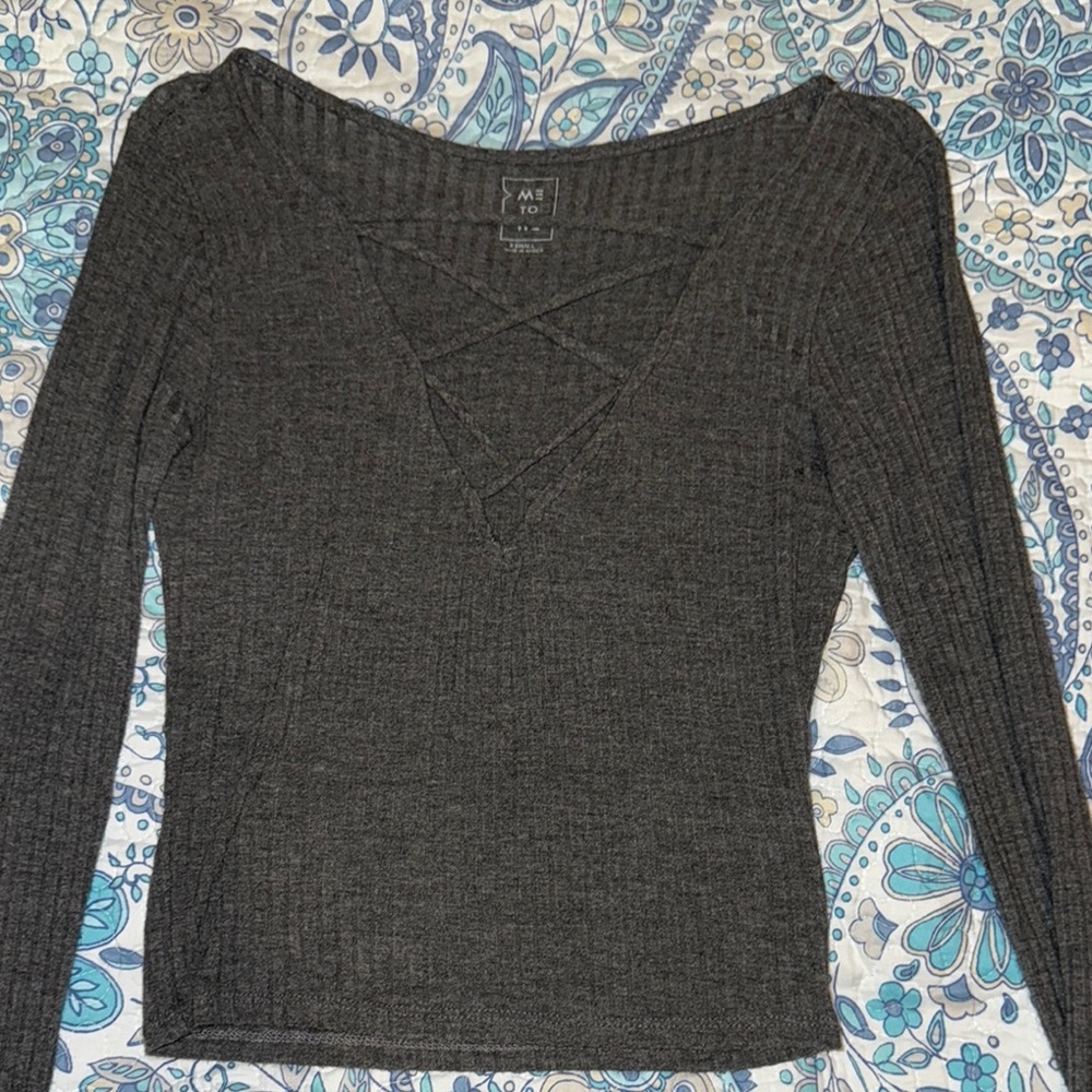 AE Black Ribbed Long Sleeve Top